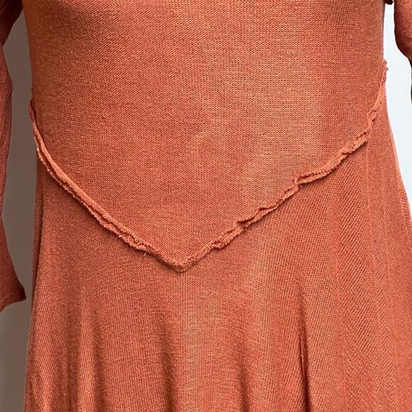 Free People Anthropologie Pumpkin Assymetrical Raw Edge Tunic Top Womens Sz S - Picture 3 of 8